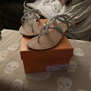 Unisa Silver Multi-Texture Sandals